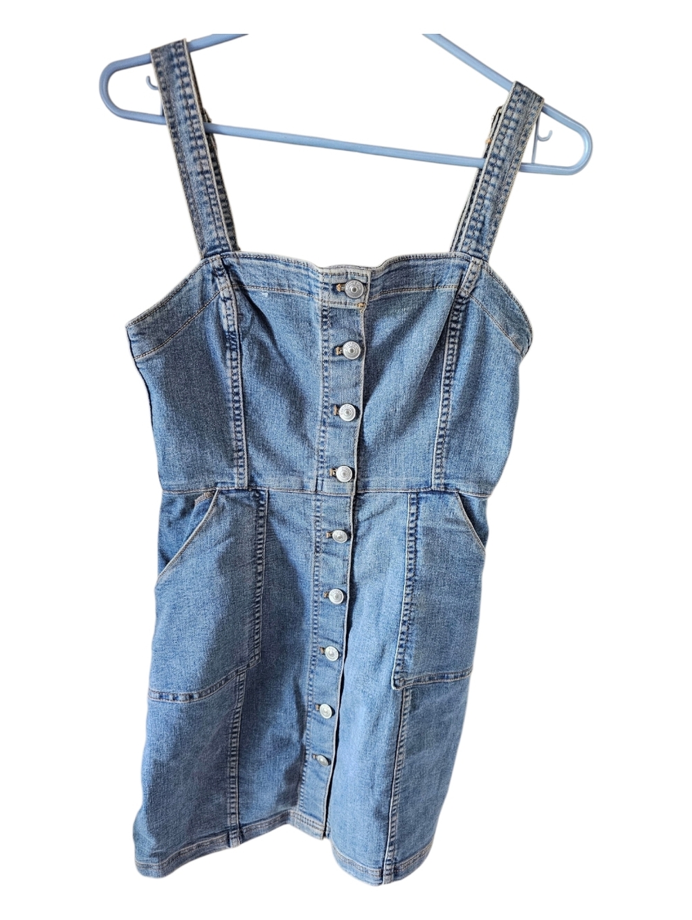 H&M Divided Button-Front Denim Mini Dress - XS - Blue Jean